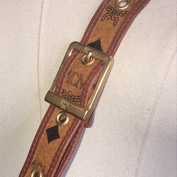 MCM Vicetos Cognac Leather Monogram Bucket Tote Crossbody Shoulder Bag Mint - Picture 11 of 16